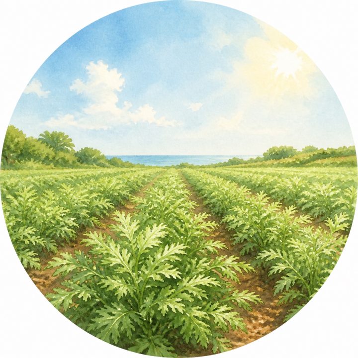 沖縄県産のニシヨモギ畑のイラスト